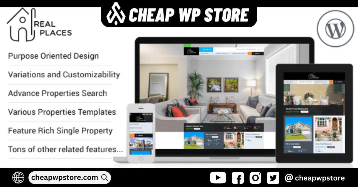 Real Places WordPress Theme - Responsive Real Estate Theme