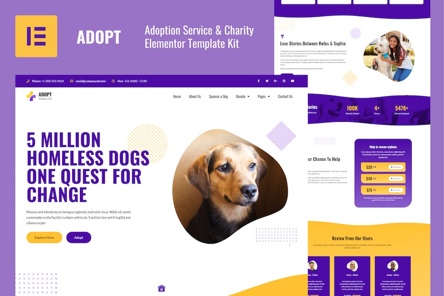 Adopt - Adoption Service & Charity Elementor Template Kit