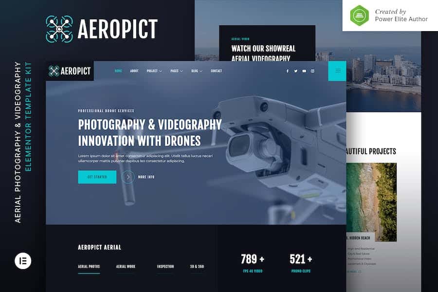 Aeropict - Drone Aerial Photography & Videography Elementor Template Kit