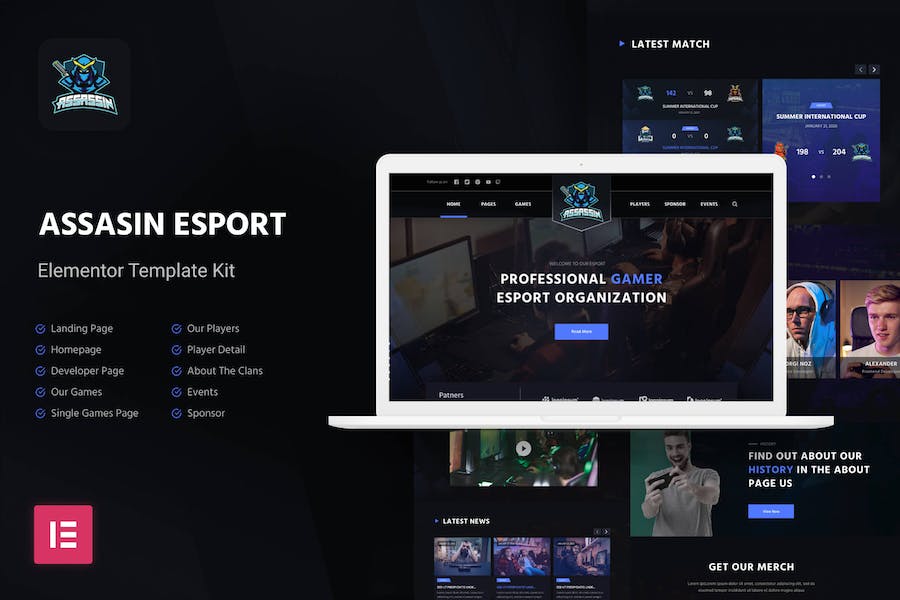 Assasin - eSport & Gaming Elementor Template Kit