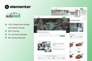 AutoRent - Car Rental Service Elementor Template Kit