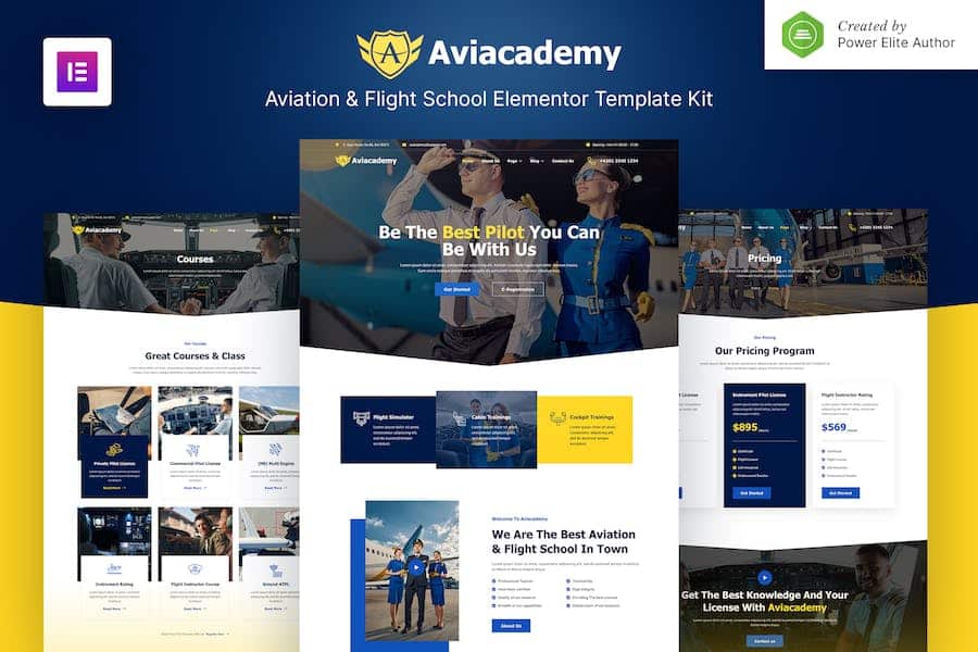 Aviacademy - Aviation & Flight School Elementor Template Kit