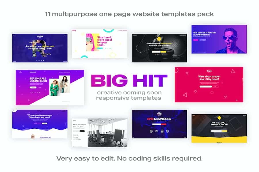BigHit - Coming Soon Responsive Templates Pack