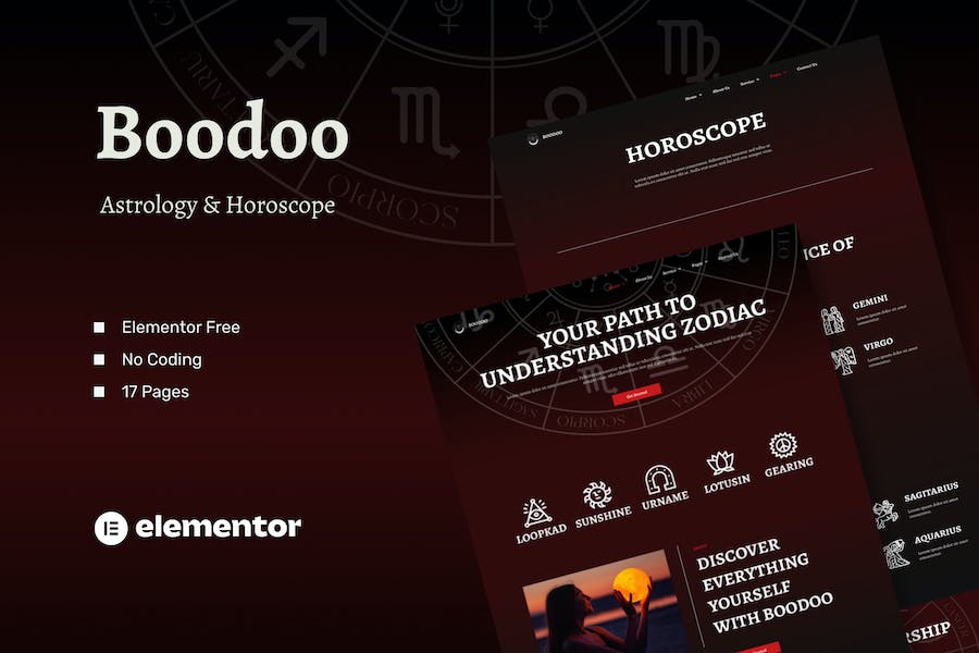 Boodoo - Astrology & Horoscope Elementor Template Kit