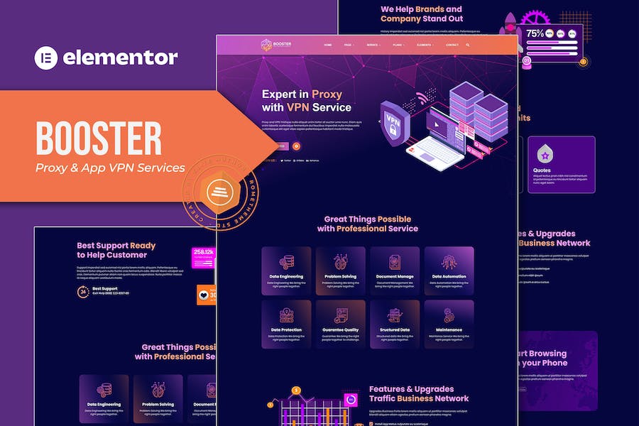 Booster - Proxy & App VPN Service Elementor Template Kit
