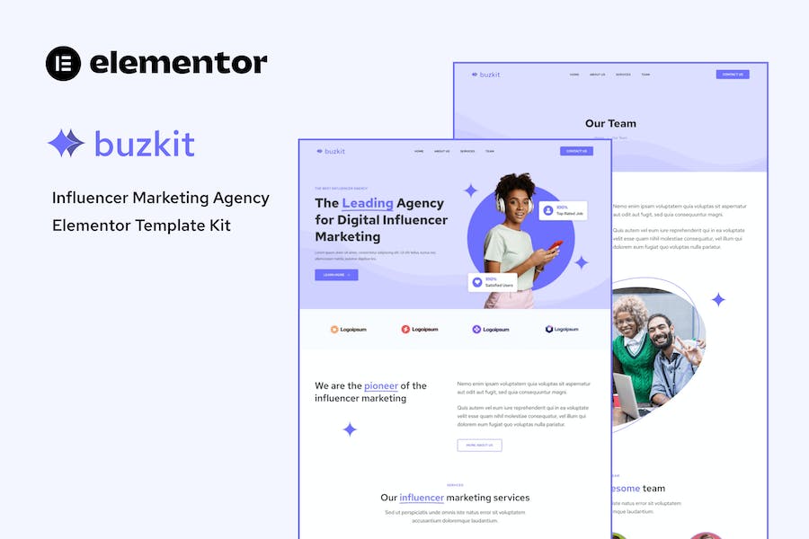 Buzkit - Influencer Marketing Agency Elementor Template Kit