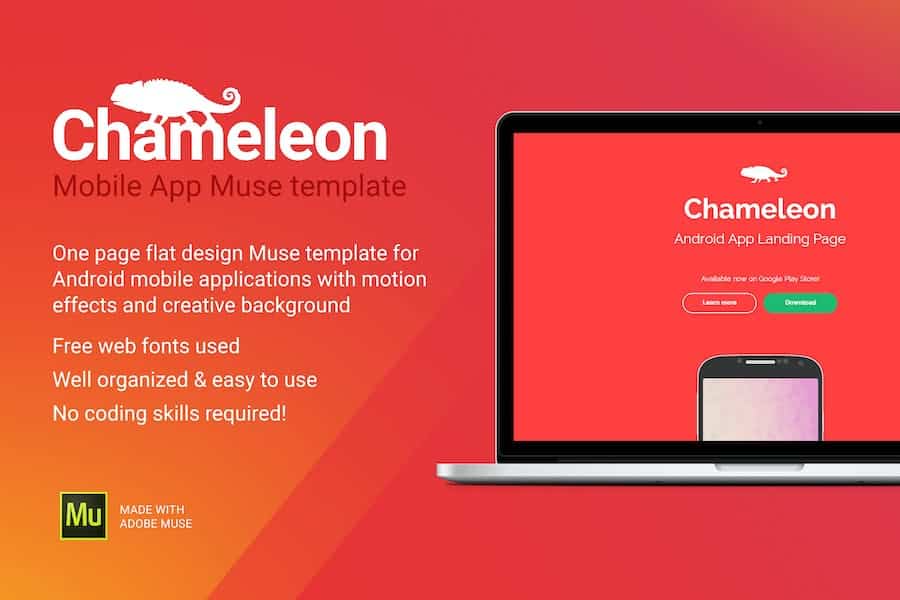 Chameleon - Android App Promo Site Muse Template