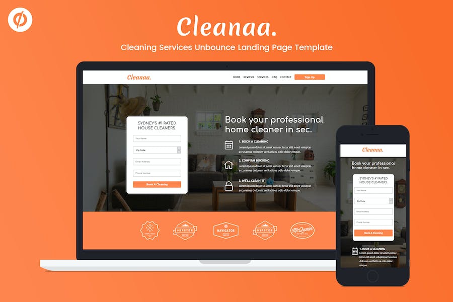 Cleanaa - Cleaning Services Unbounce Landing Page
