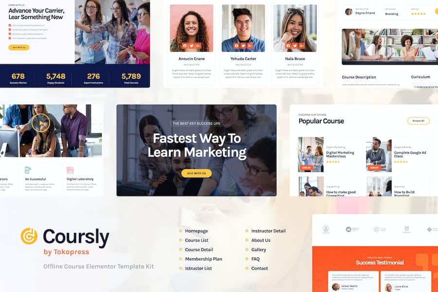 Coursly - Education & Offline Course Elementor Template Kit