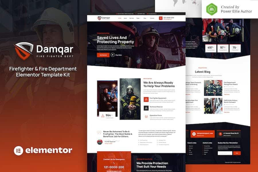 Damqar - Firefighter & Fire Department Elementor Template Kit