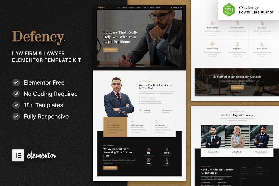 Defency - Law Firm & Lawyer Elementor Template Kit