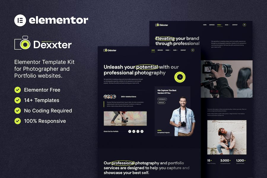 Dexxter - Photography & Portfolio Elementor Template Kit