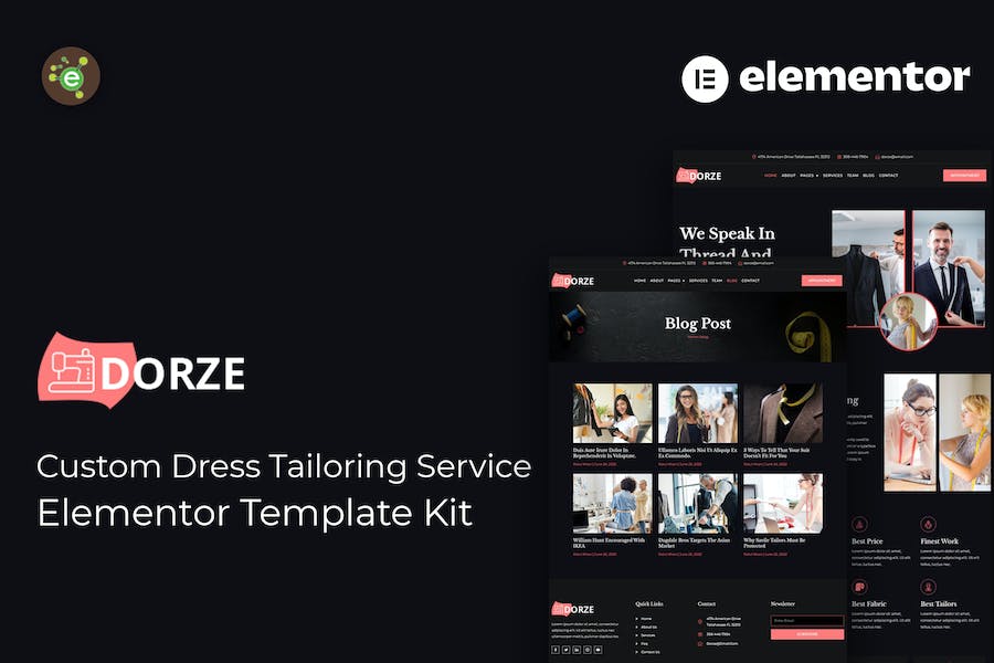 Dorze - Custom Dress Tailoring Service Elementor Pro  Template Kit