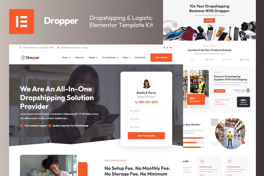 Dropper - Dropshipping & Logistic Elementor Template Kit