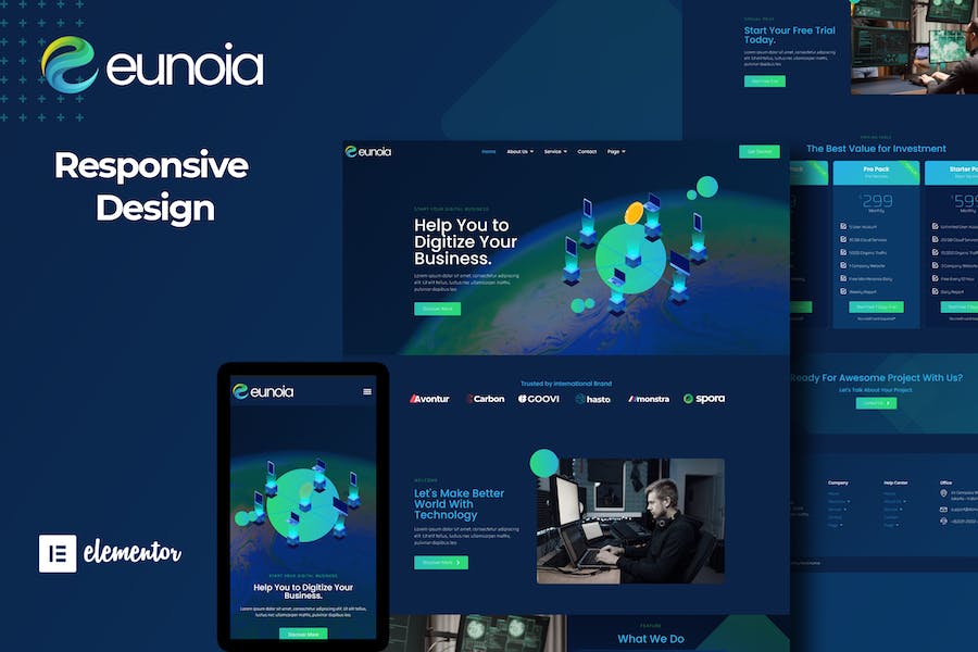 Eunoia - Tech Company Digital Service Elementor Template Kit