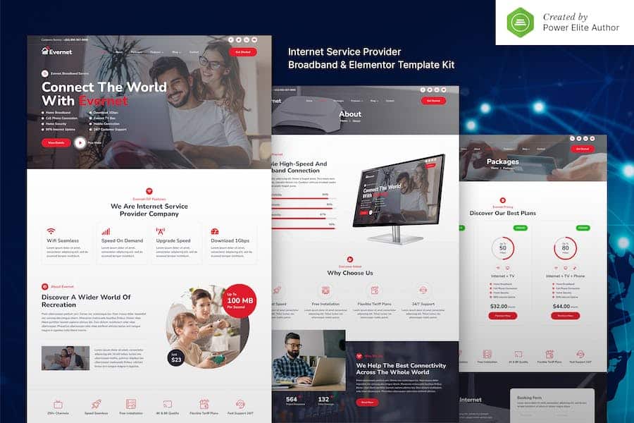 Evernet - Broadband & Internet Service Provider Elementor Template Kit