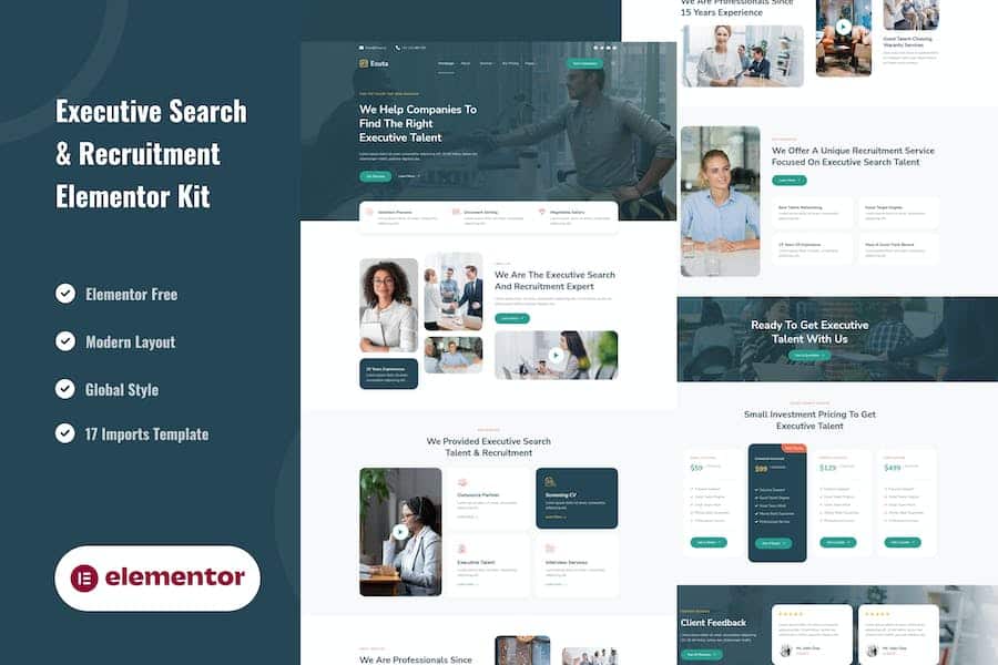 Exuta - Executive Search & Recruitment Service Elementor Template Kit