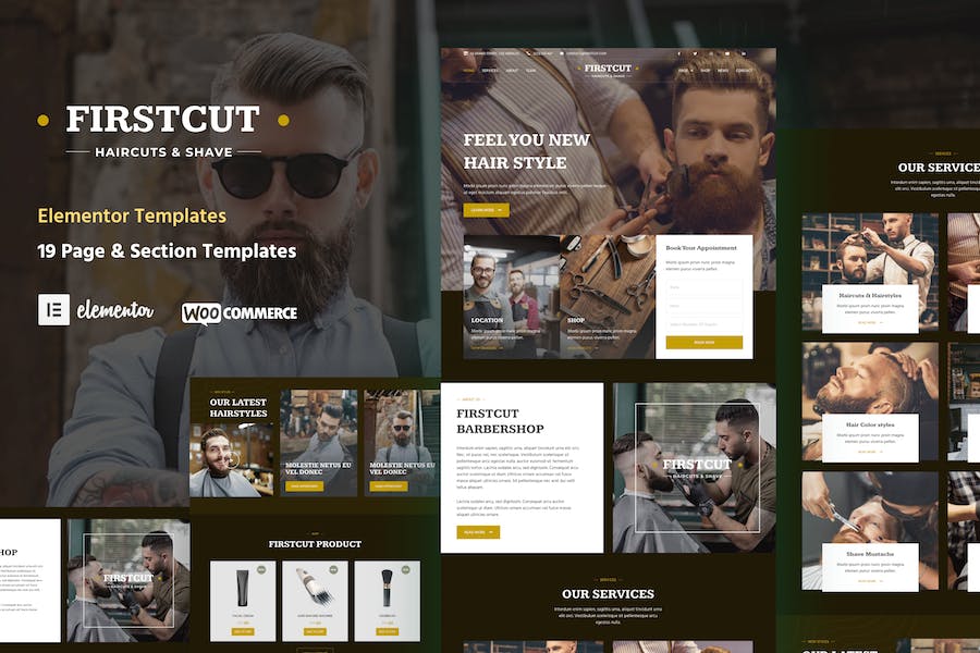 FirstCut - Barbershop & Men's Grooming Elementor Template Kit