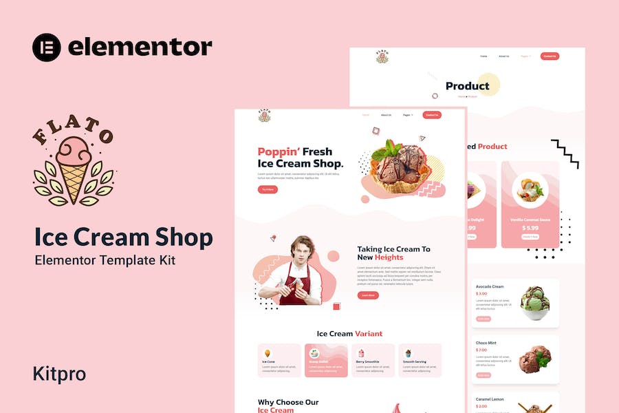 Flato - Ice Cream Shop Elementor Template Kit