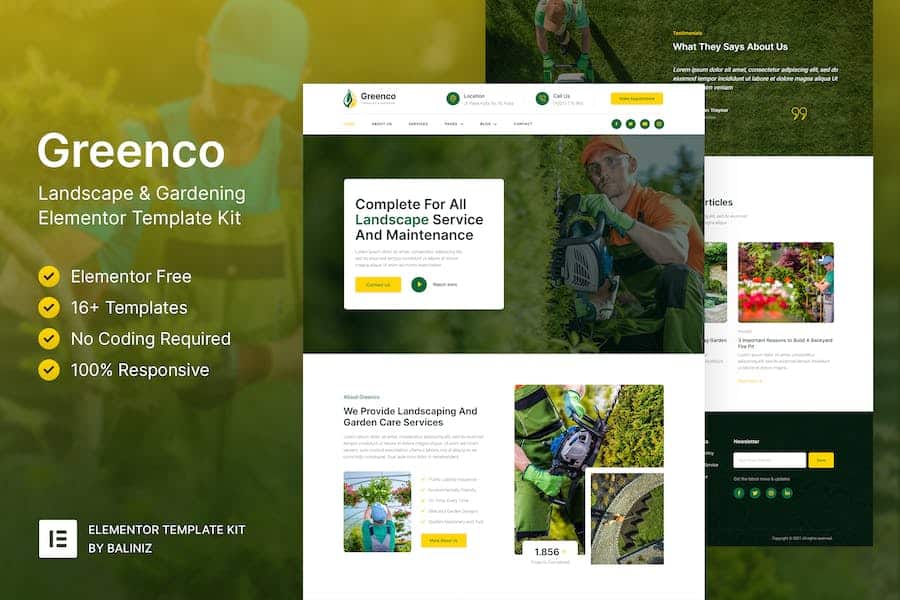 Greenco - Landscaping & Gardening Elementor Template Kit