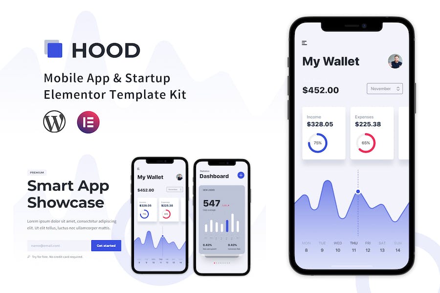 Hood - Mobile App & Startup Elementor Template Kit