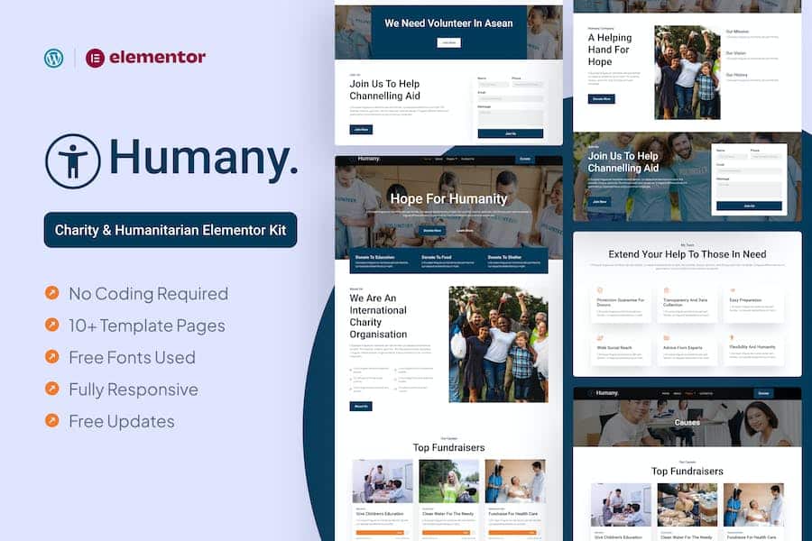 Humany - Charity Elementor Pro Template Kit