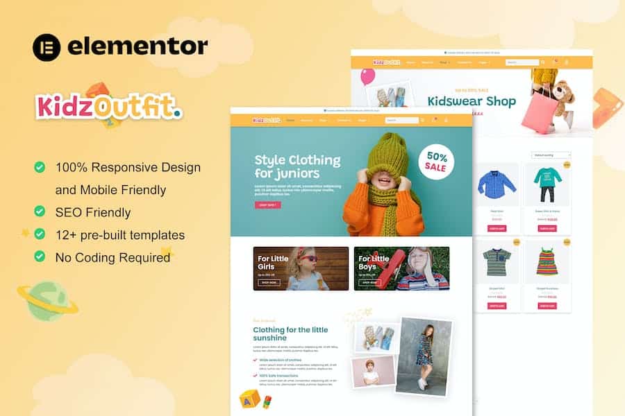 KidzOutfit - WooCommerce Kids Fashion Shop Elementor Template Kit