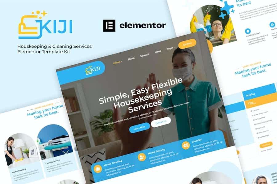 Kiji - Houskeeping & Cleaning Services Elementor Template Kit