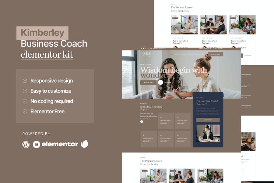 Kimberley - Business Coaching Elementor Template Kit