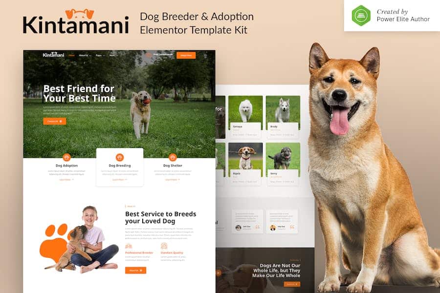 Kintamani - Dog Breeder & Adoption Elementor Template Kit