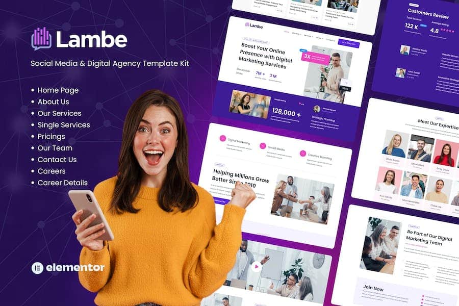 Lambe - Digital Marketing Agency Elementor Template Kits