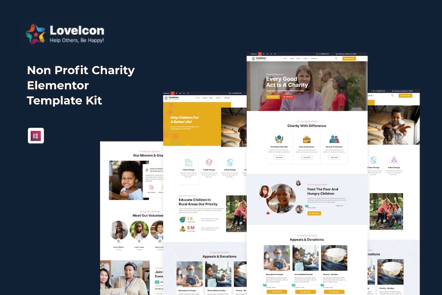 LoveIcon - Nonprofit Charity Elementor Template Kit