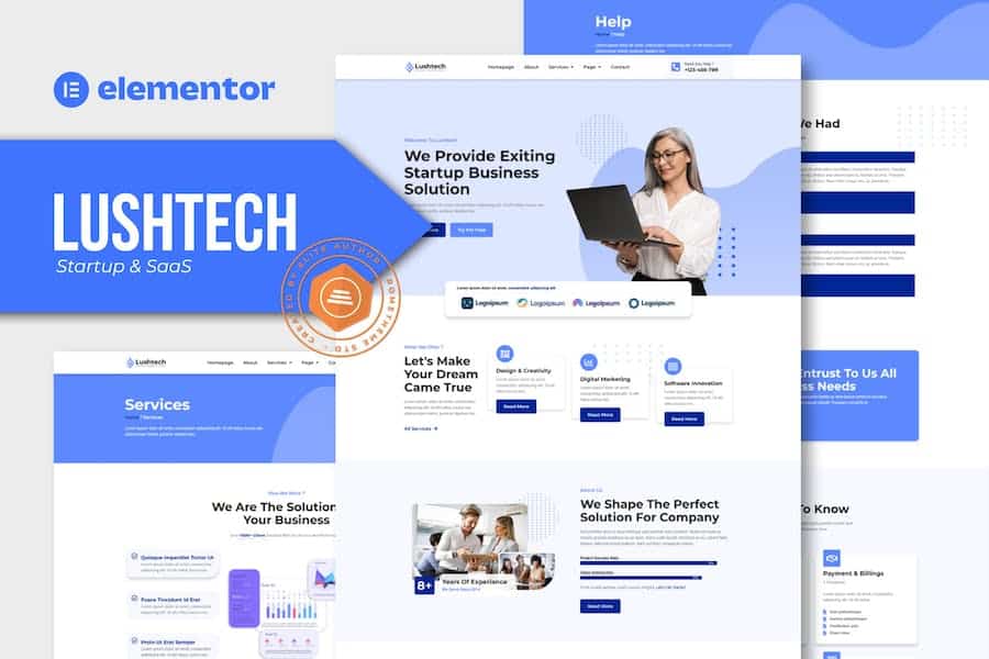 Lushtech - Startup & SaaS Elementor Pro Template Kit