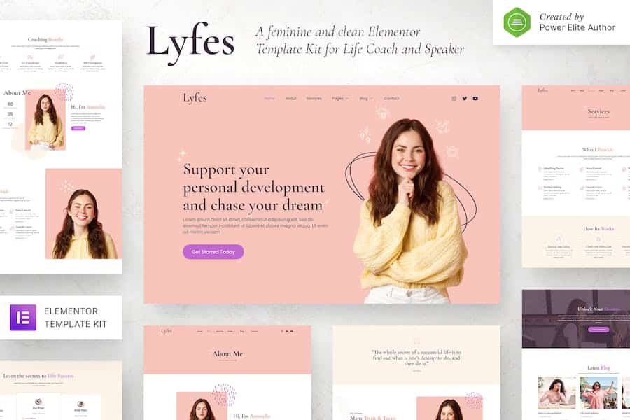 Lyfes - Feminine Life Coach & Speaker Elementor Template Kit