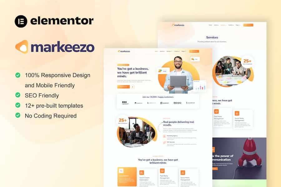 Markeezo - SEO & Digital Marketing Agency Elementor Template Kit