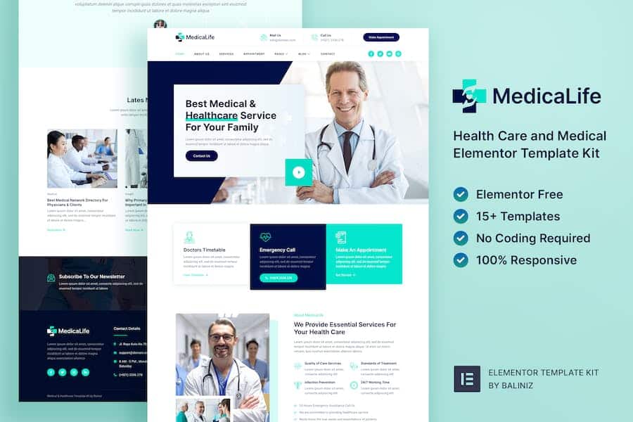 MedicaLife - Health Care & Medical Elementor Template Kit
