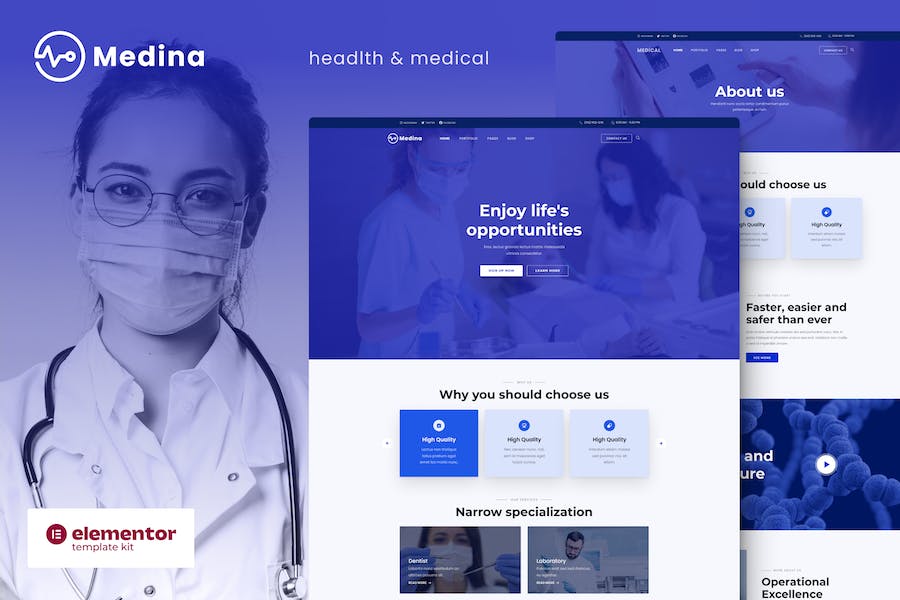 Medina - Medical & Health Elementor Template Kit
