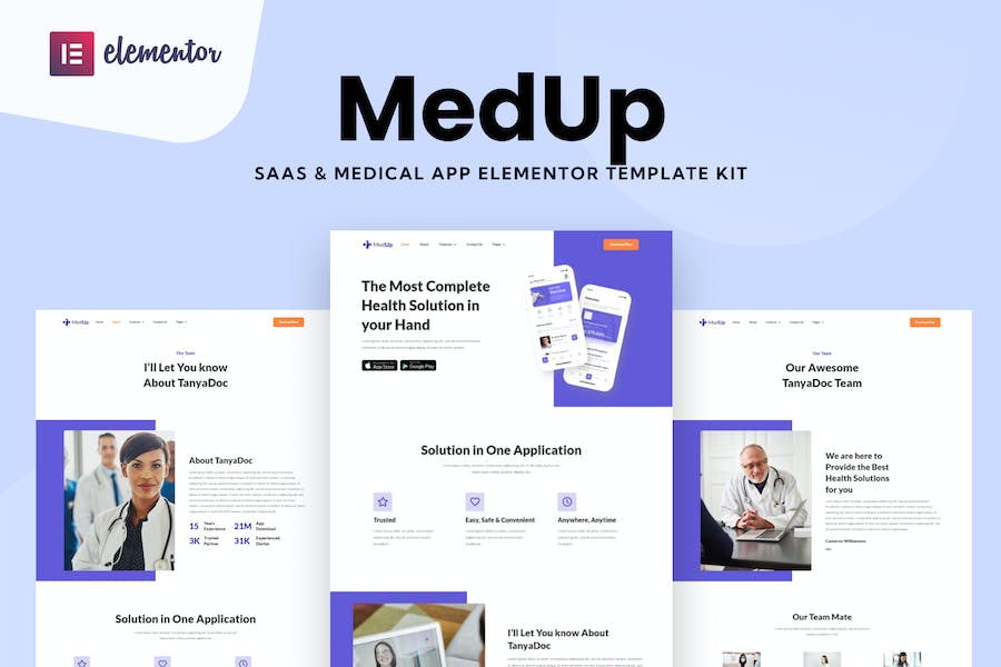 MedUp - Medical SaaS Elementor Template Kit