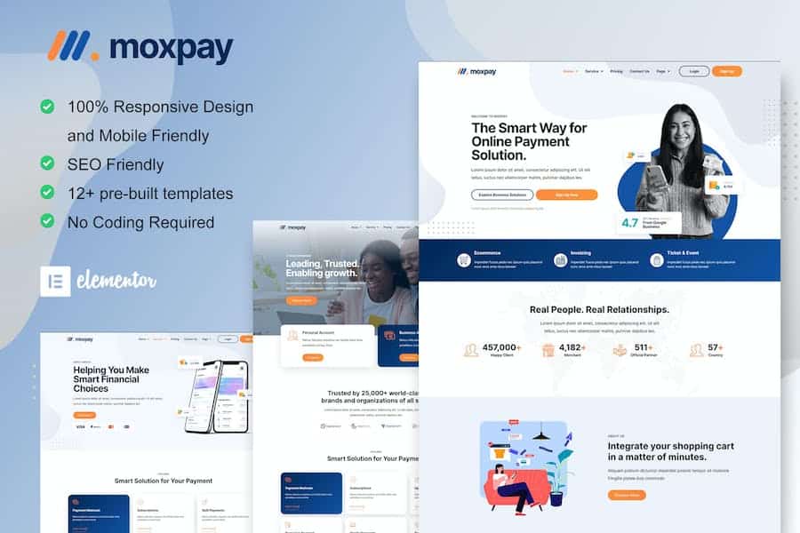 Moxpay - Online Payment Gateway Elementor Template Kit