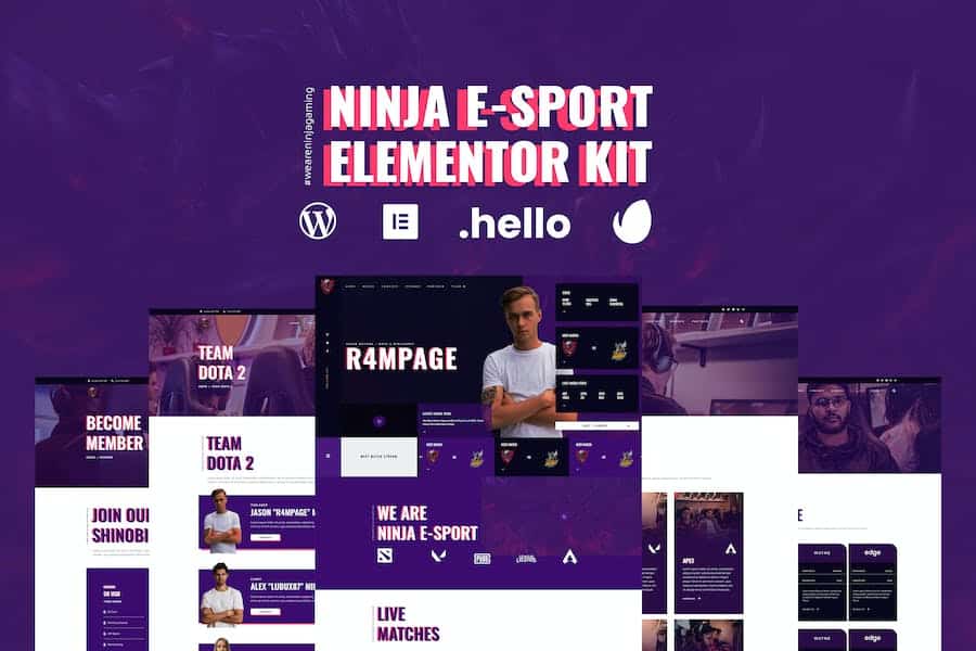 Ninja - Esports & Gaming Elementor Template Kit