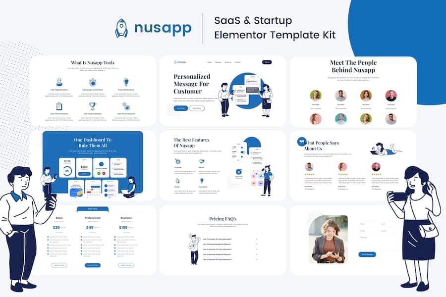 Nusapp - SaaS Startup & Business Elementor Template Kit