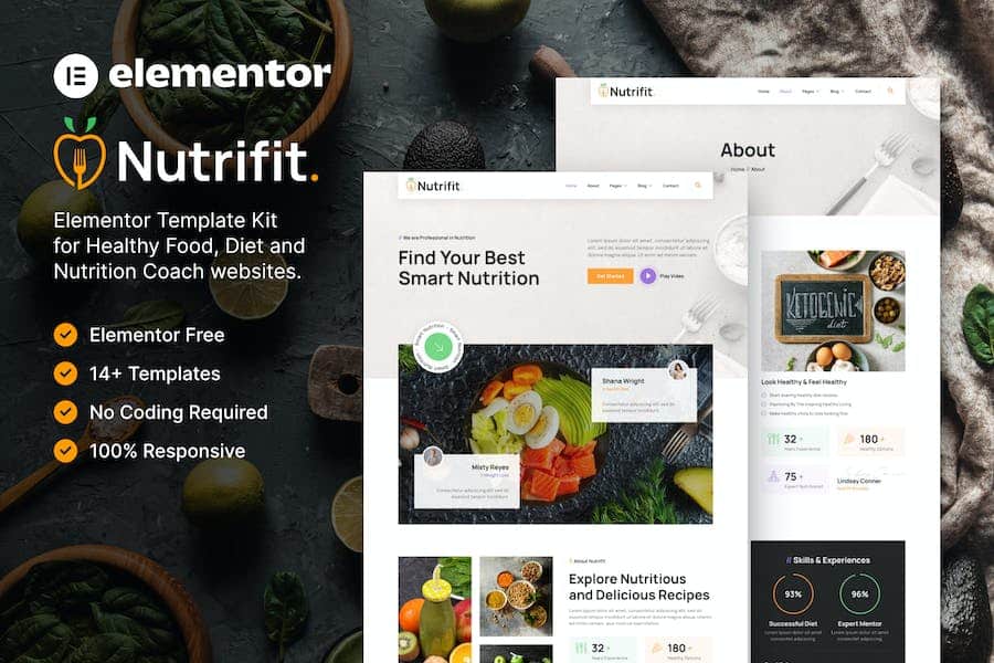 Nutrifit - Healthy Food & Nutrition Coach Elementor Template Kit