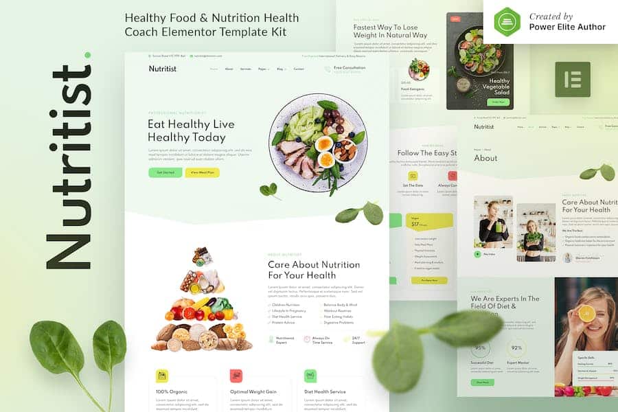 Nutritist - Healthy Food & Nutrition Coach Elementor Template Kit