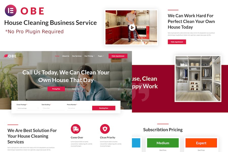 Obe - House Cleaning Business Elementor Template Kits