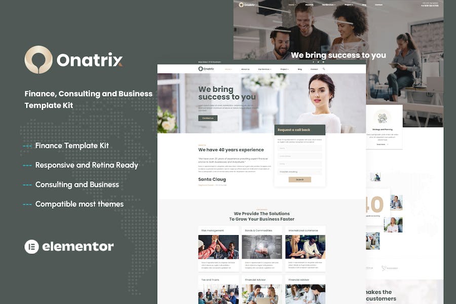 Onatrix - Finance Consulting & Business Elementor Template Kit
