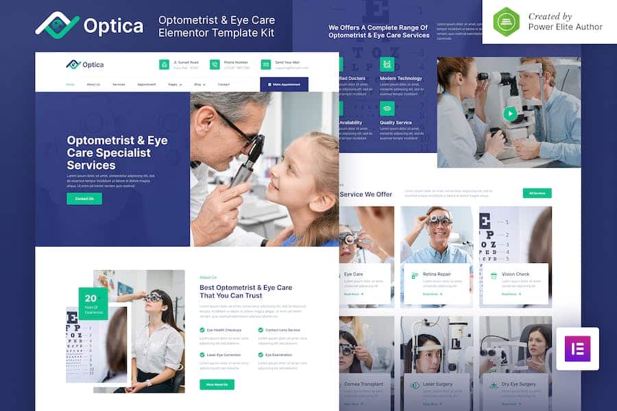 Optica - Optometrist & Eye Care Elementor Template Kit