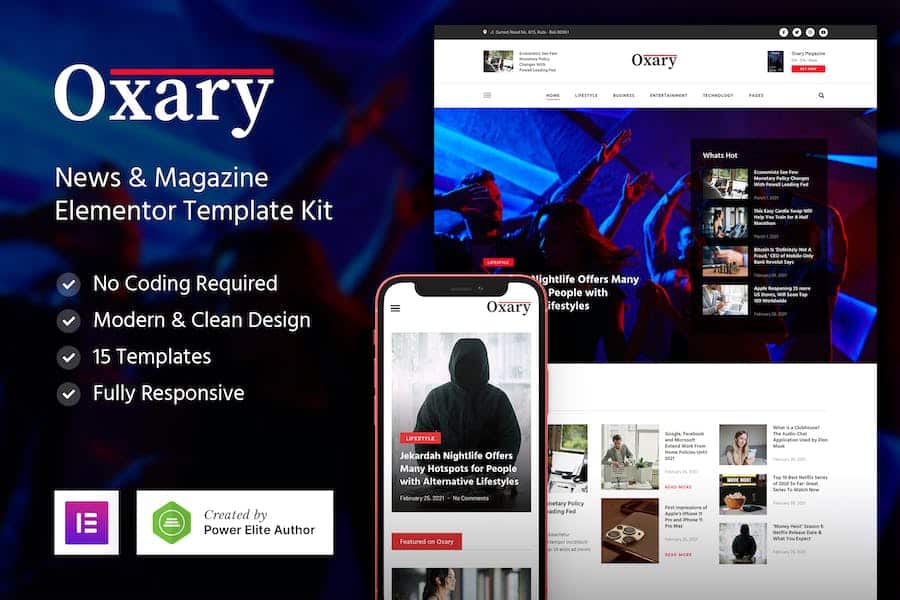 Oxary - News & Magazine Elementor Template Kit