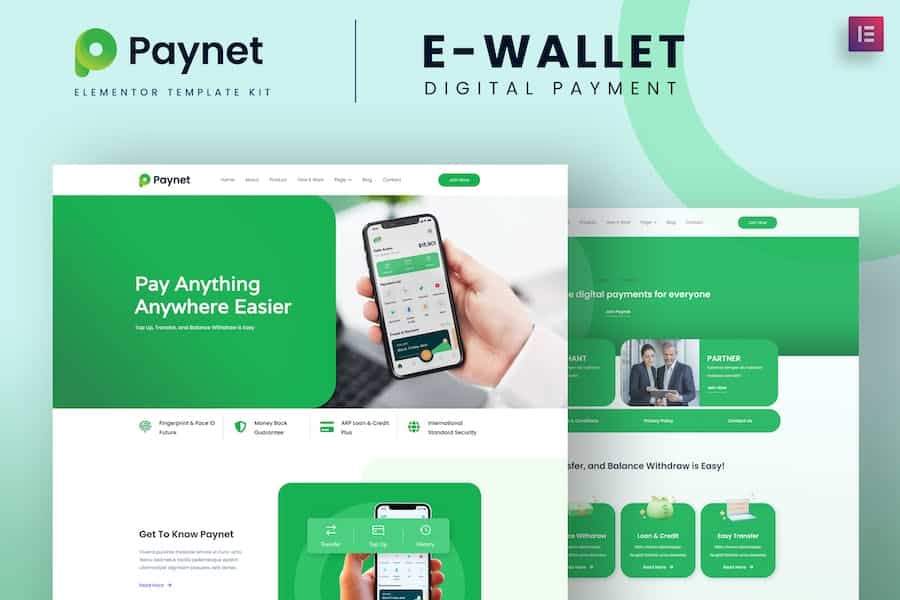 Paynet Digital E-wallet Elementor Template Kit