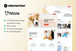 PetZone - Pet Care Services Elementor Template Kit