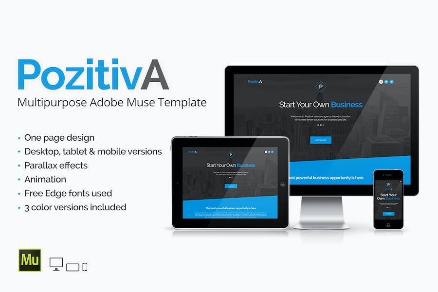 PozitivA - Multipurpose One Page Muse Template